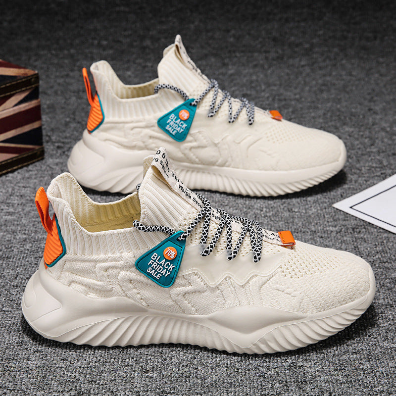 Women's sports shoes with elastic upper material, non-slip sole, and high comfort.