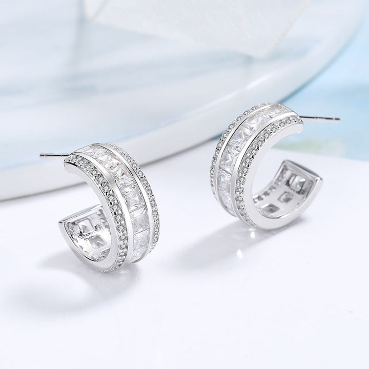 Women's stud earrings with elegant crystal and zirconia embellishment Tom Cottons