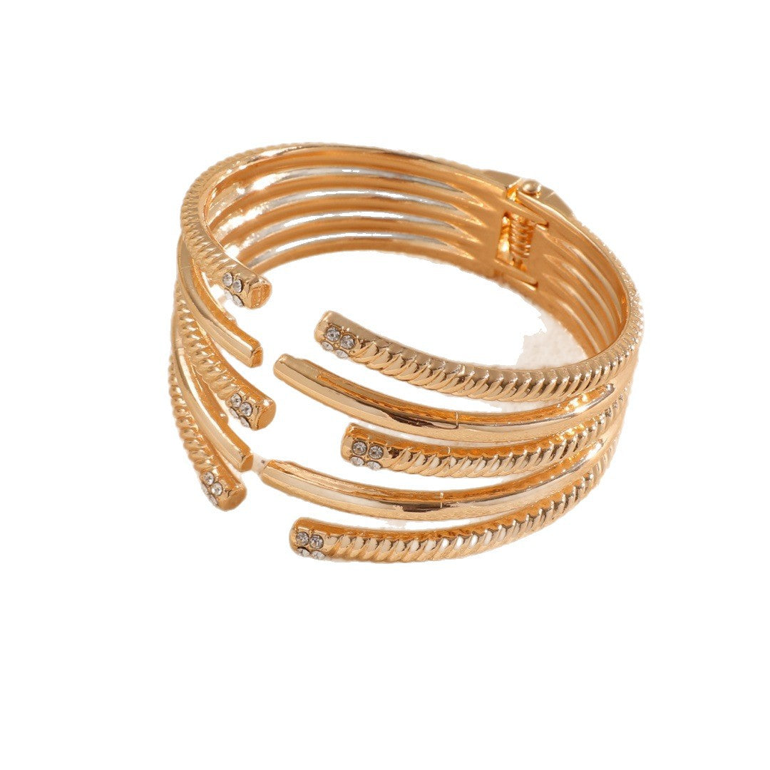 Women's Open Bangle with Modern, Layered Design Tom Cottons