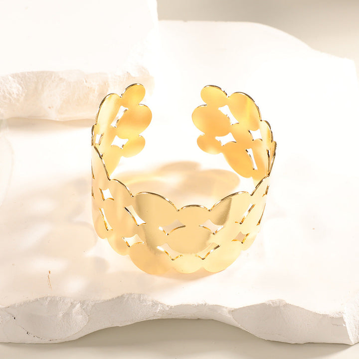 Women Open Bangle with Artistic Relief Design Tom Cottons