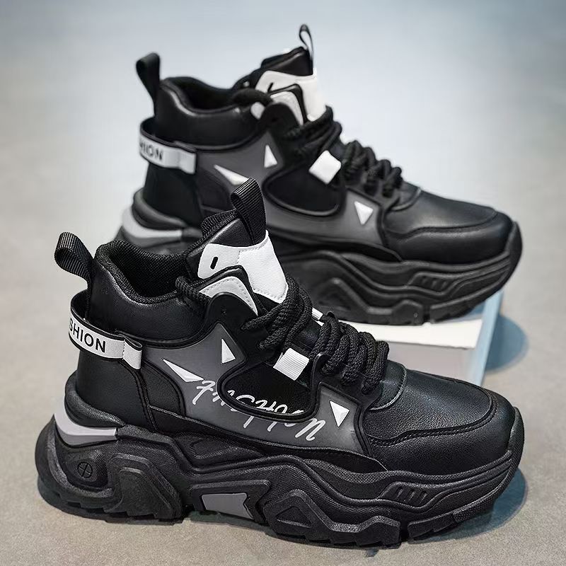 Stylish high-top sports sneakers for women with a trendy cap toe and non-slip sole