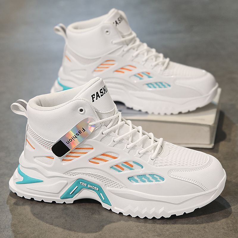 High-top athletic shoes for women with breathable mesh uppers and cushioned sole