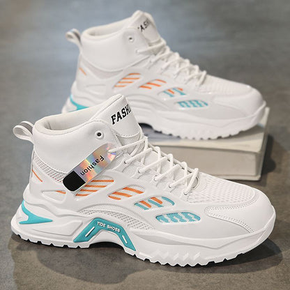 High-top athletic shoes for women with breathable mesh uppers and cushioned sole