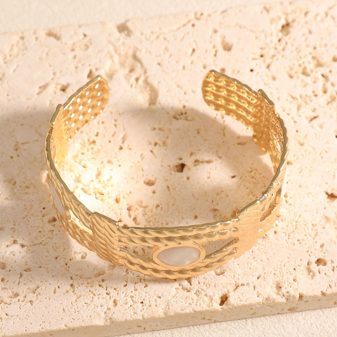 Women Open Bangle with Artistic Braiding Pattern Tom Cottons