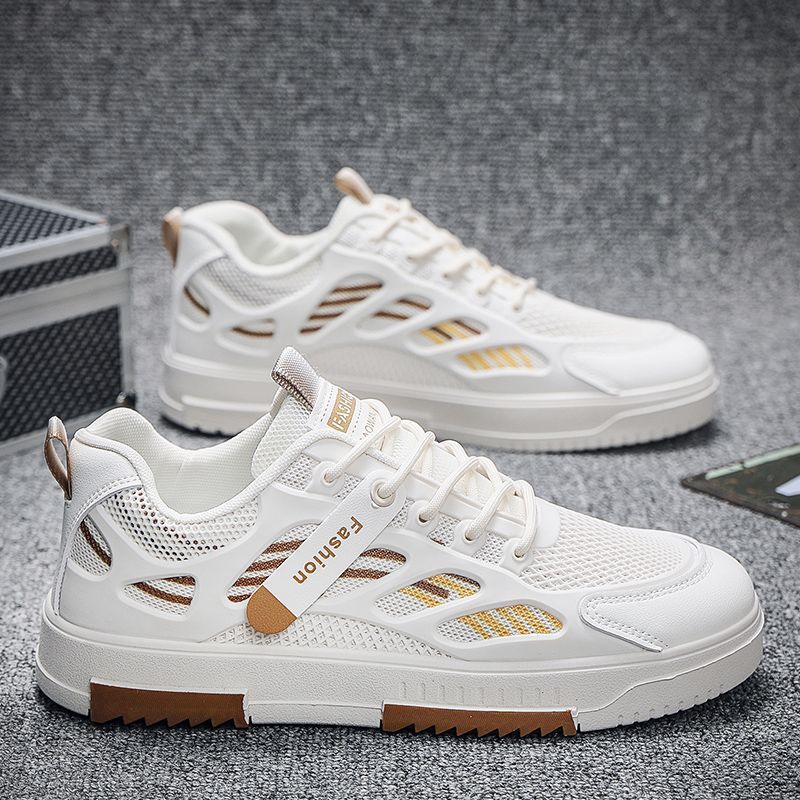 Fashion sneakers for ladies with breathable mesh inserts and flexible insole