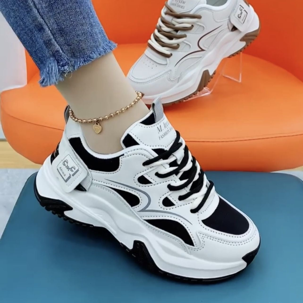Women's Chunky Sneakers with stylish design and breathable upper material structure