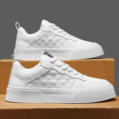 Women's stylish sneakers made of synthetic leather with trendy check pattern