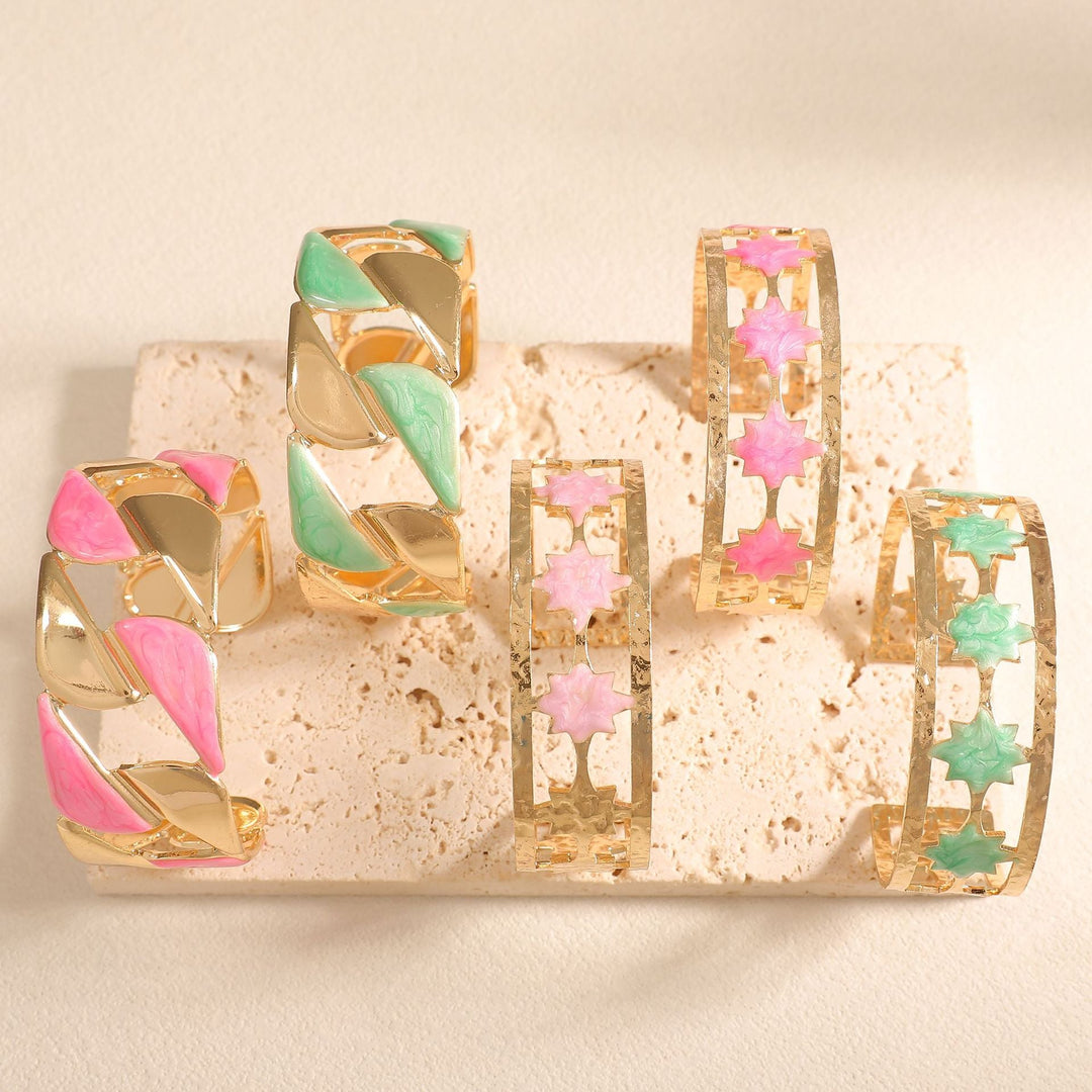 Women's Open Bangle with Elegant Leaf Design Tom Cottons