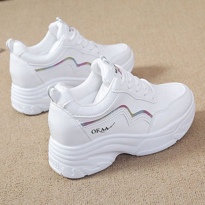 Women's Sporty Sneakers with Fashionable Platform and Breathable Upper Material