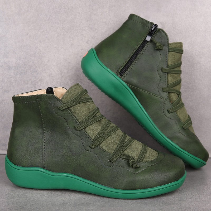 Women's High-Top Sneaker with trendy lace and zipper design