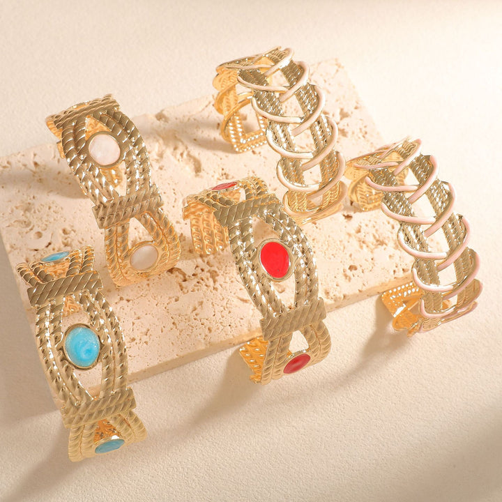 Women Open Bangle with Artistic Braiding Pattern Tom Cottons