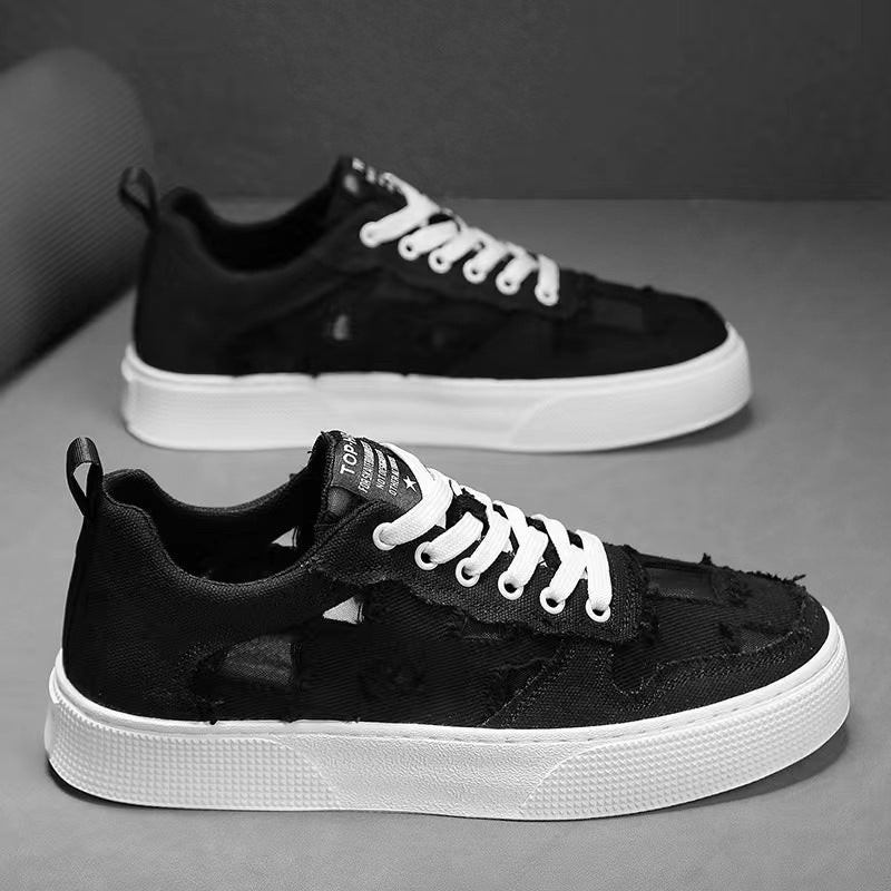 Women's fashionable sneakers with trendy distressed look and durable upper material
