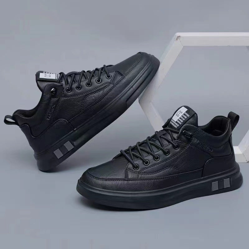 Women's sporty leather sneakers with breathable sole
