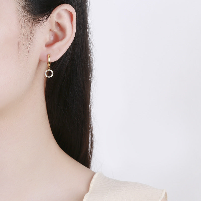 Women's earrings with sparkling circle pendant Tom Cottons