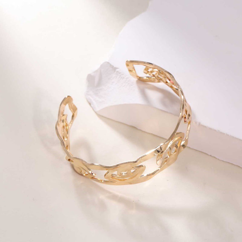Women's Open Bangle in Modern Bamboo Design Tom Cottons