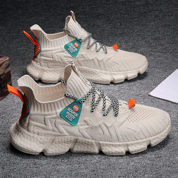 Women's sports shoes with elastic upper material, non-slip sole, and high comfort.