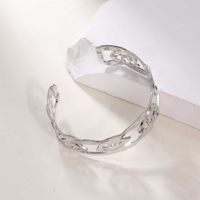Women's Open Bangle in Modern Bamboo Design Tom Cottons