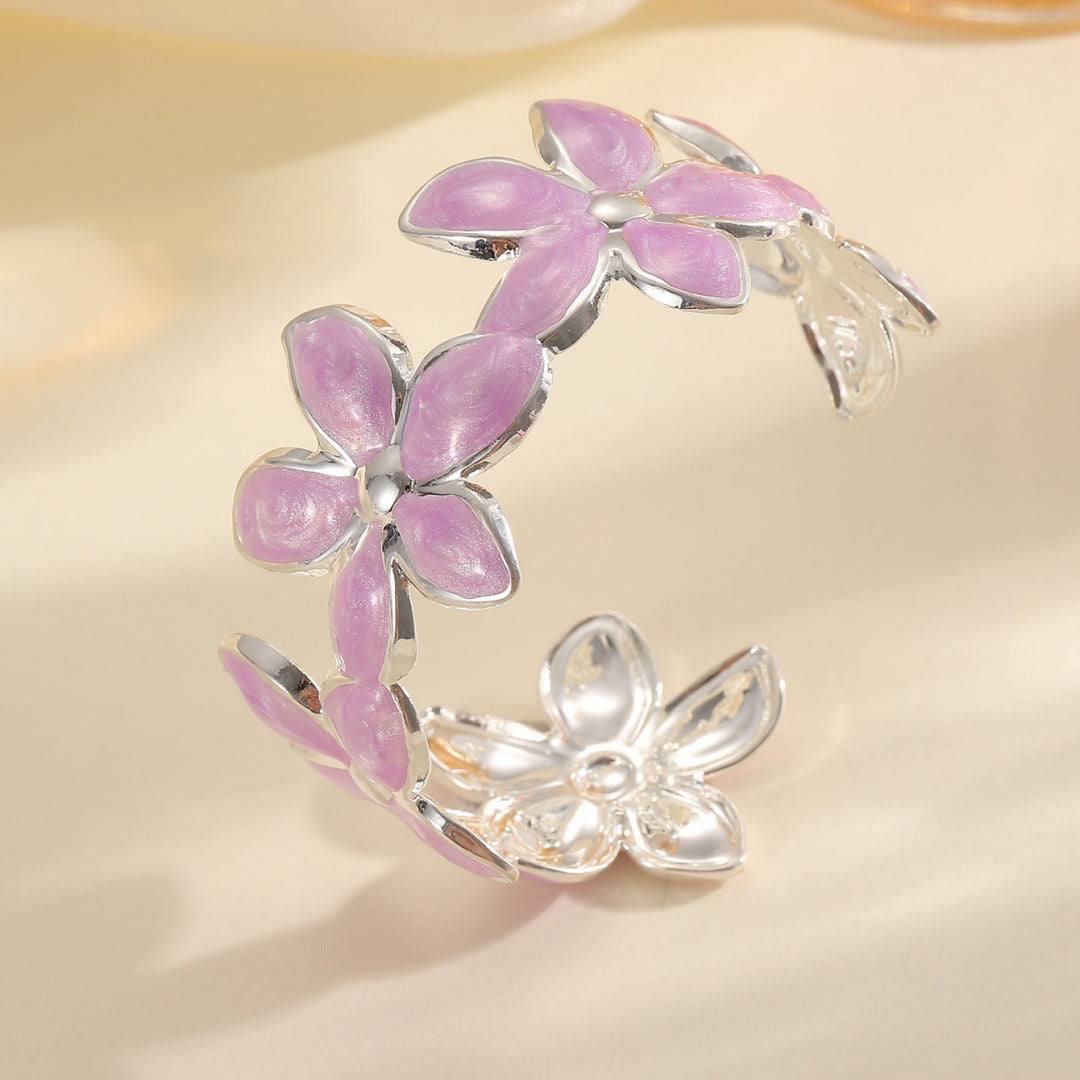 Ladies Open Bangle with Artistic Flower Design Tom Cottons
