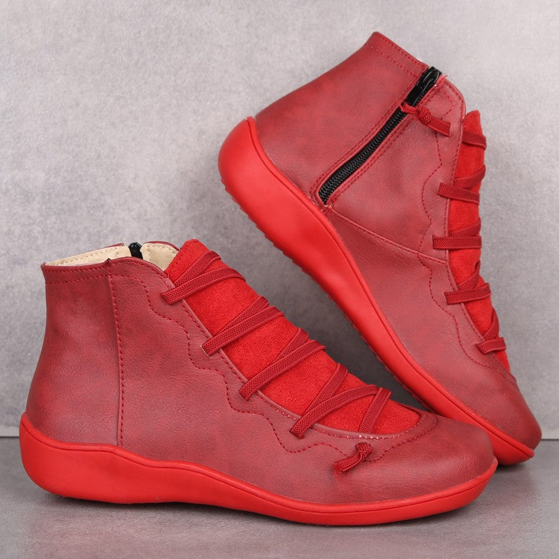 Women's High-Top Sneaker with trendy lace and zipper design