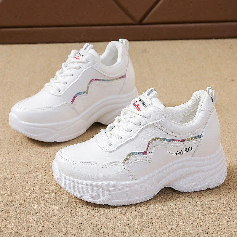 Women's Sporty Sneakers with Fashionable Platform and Breathable Upper Material