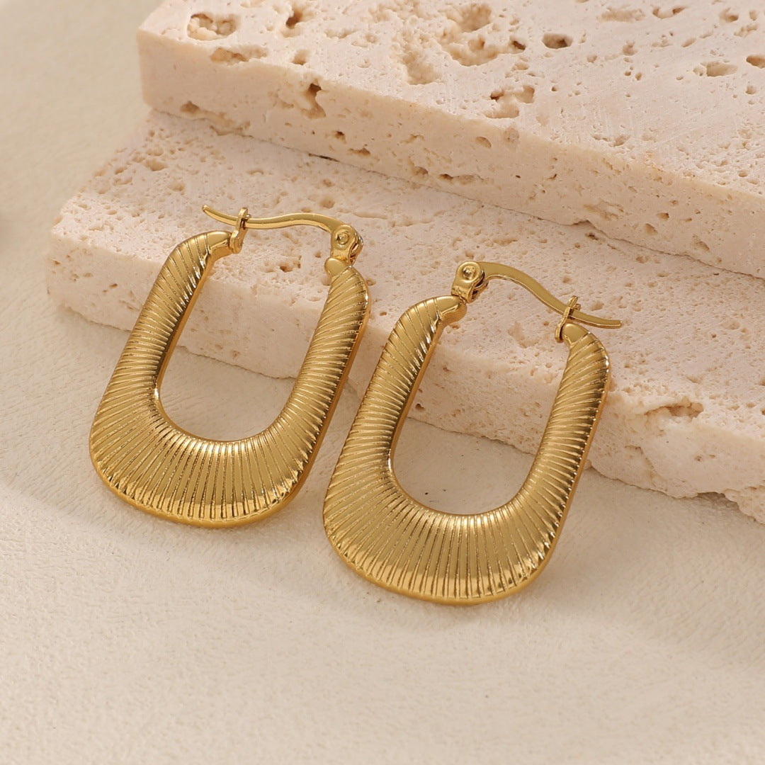 Women's Hanging Earrings with Integrated, Textured Design Tom Cottons