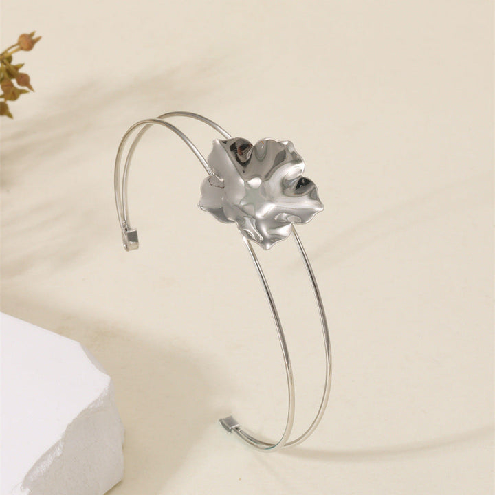 Women Open Bangle with Artistic Flower Motif Tom Cottons