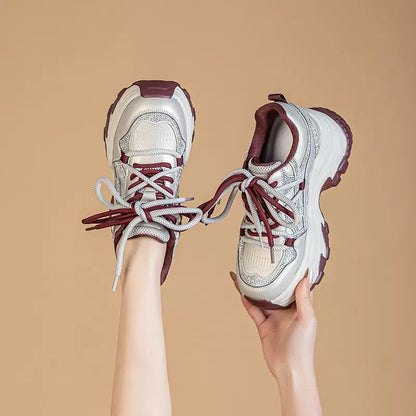 Women Trendy Chunky Sneakers with double cushioning and breathable mesh upper