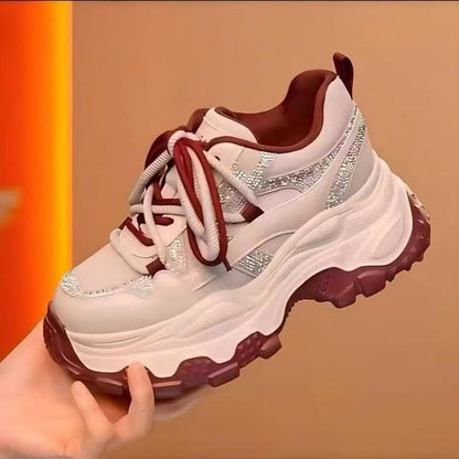 Women's sporty sneakers with eye-catching cushioning and glittering accents