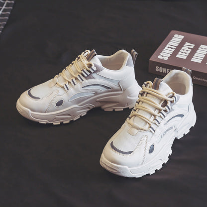 Women's sports shoes with breathable mesh inserts and distinctive sole construction