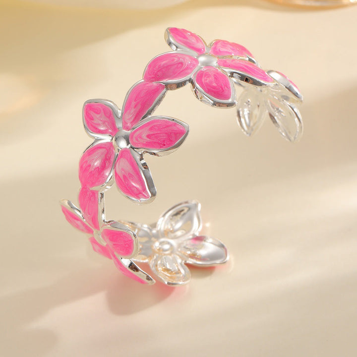 Ladies Open Bangle with Artistic Flower Design Tom Cottons