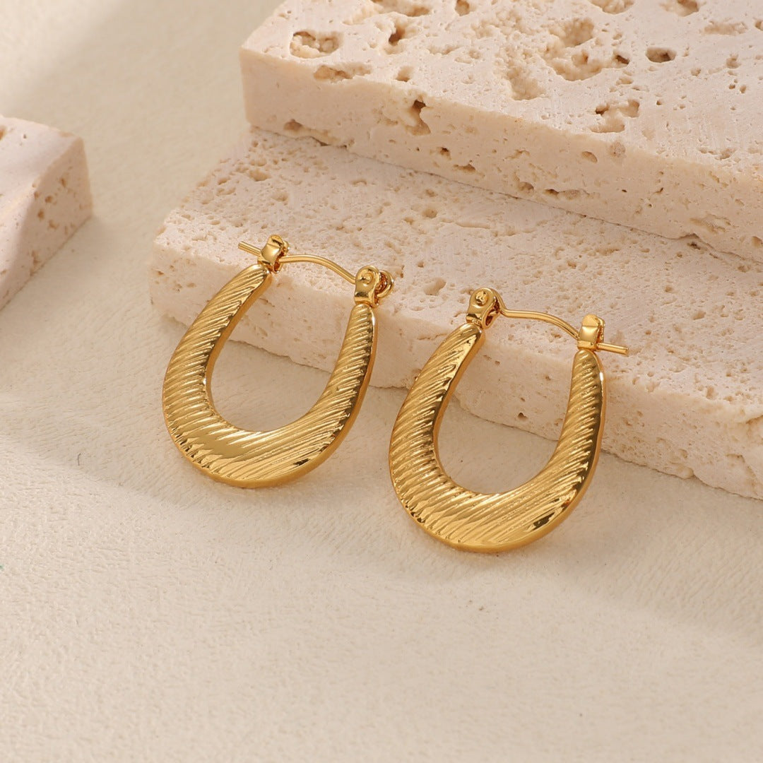 Women's Hanging Earrings with Integrated, Textured Design Tom Cottons