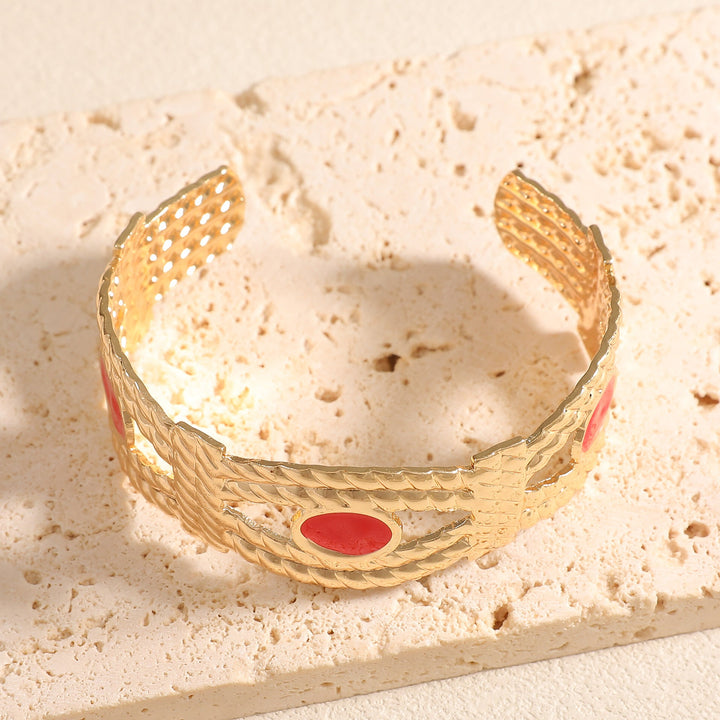 Women Open Bangle with Artistic Braiding Pattern Tom Cottons