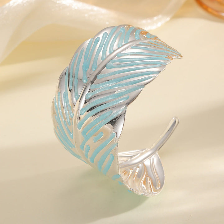 Ladies Open Cuff Bracelet in Tropical Leaf Design Tom Cottons