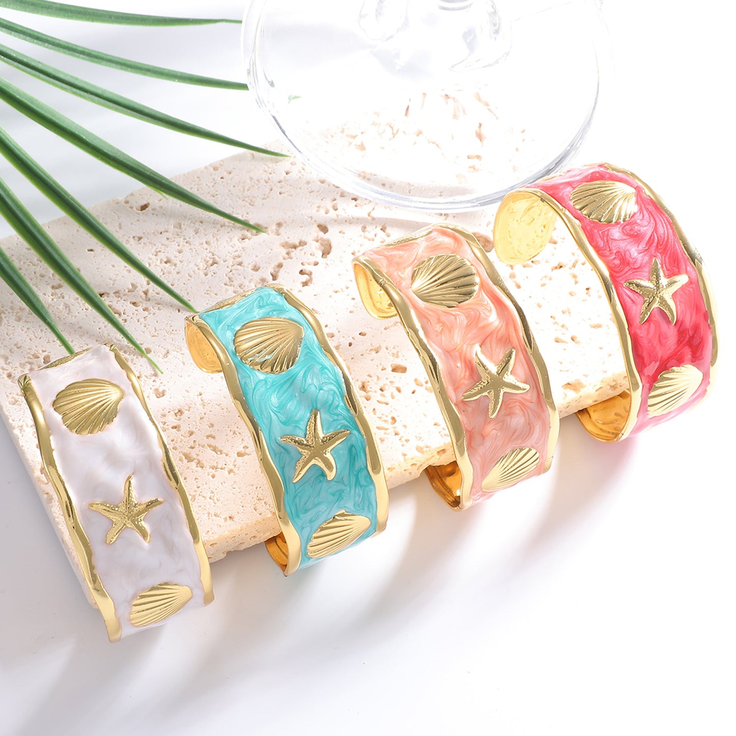 Women's Bangle with Maritime Shell and Starfish Design Tom Cottons