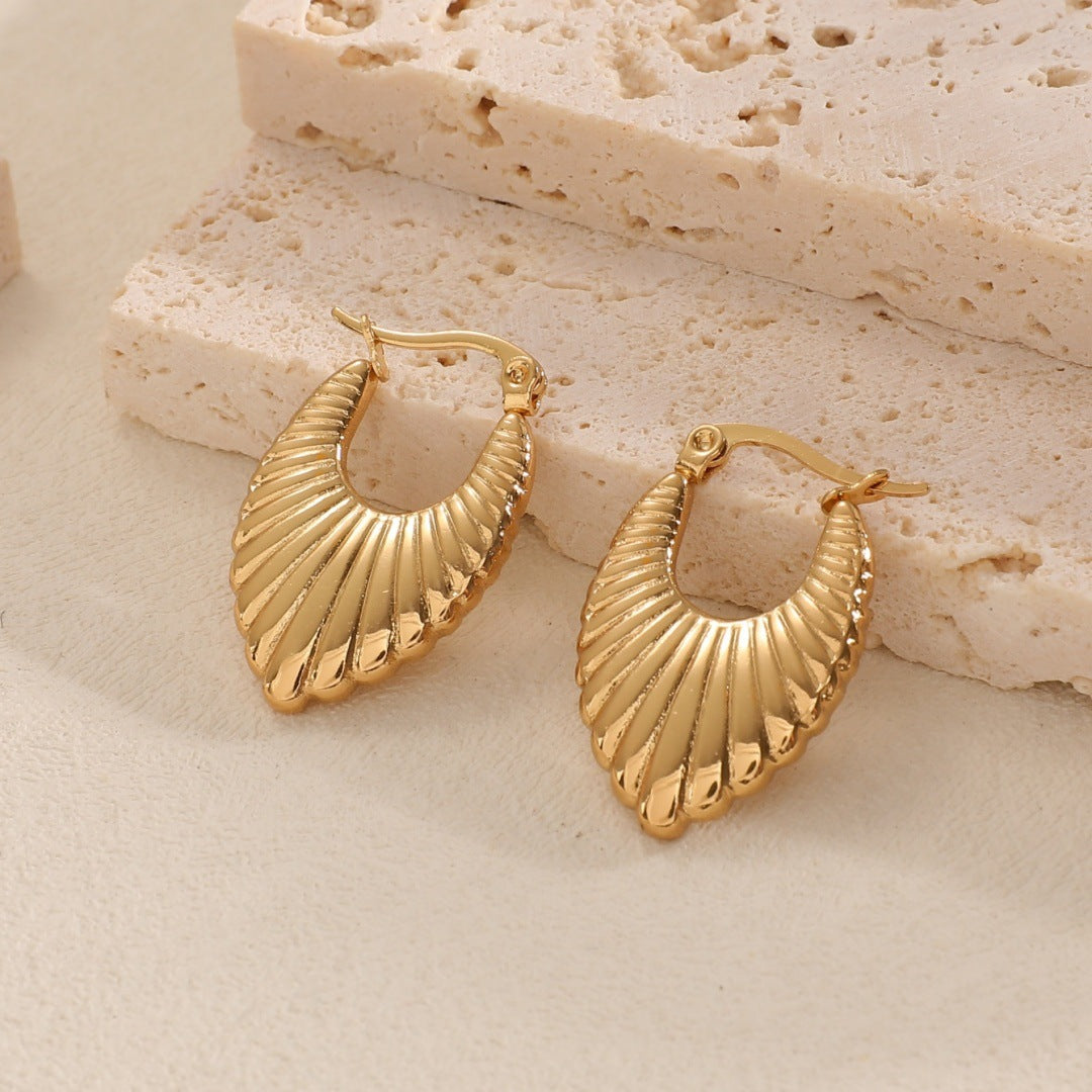 Women's Hanging Earrings with Integrated, Textured Design Tom Cottons