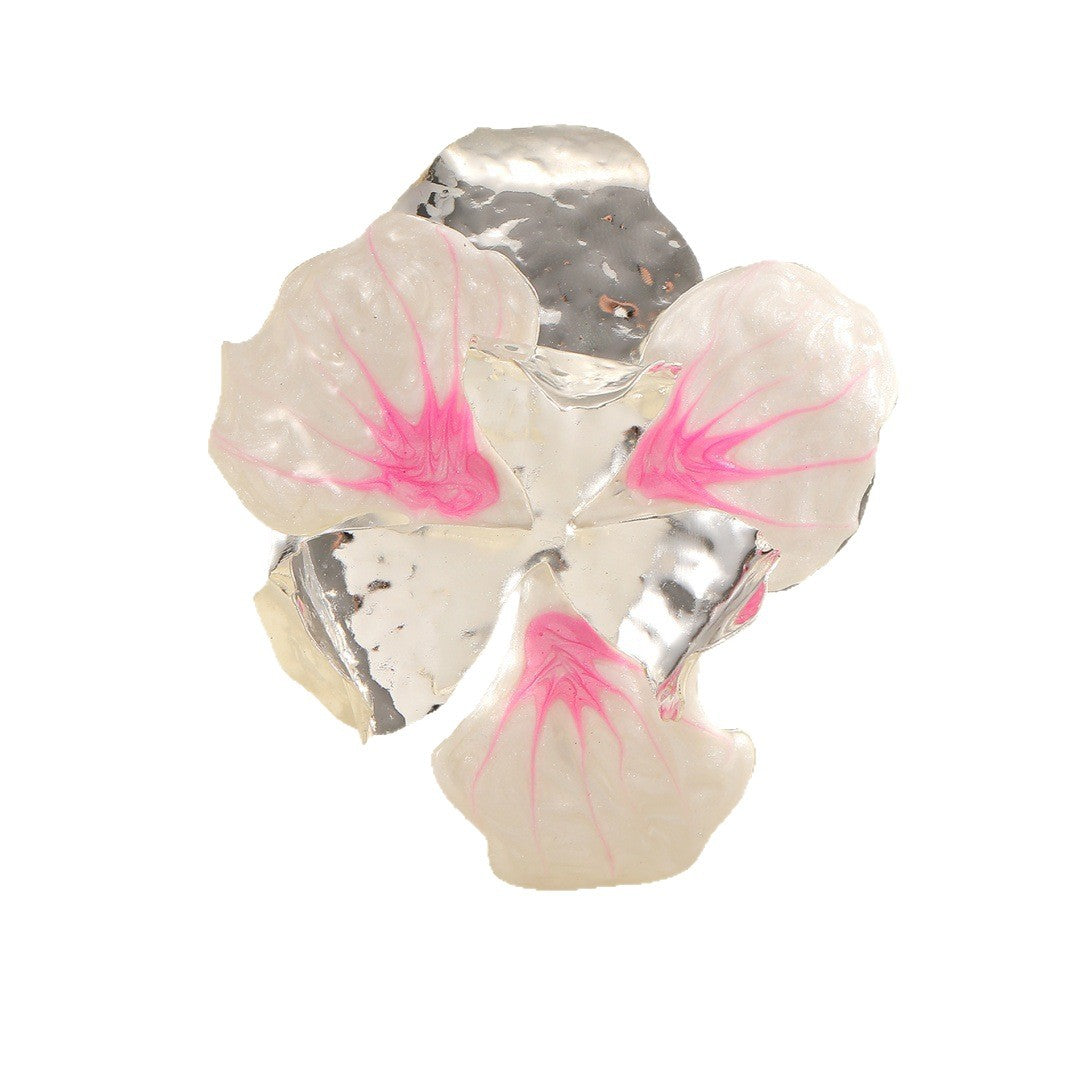Women's flower-shaped ring made of shiny metal and high-quality epoxy resin Tom Cottons