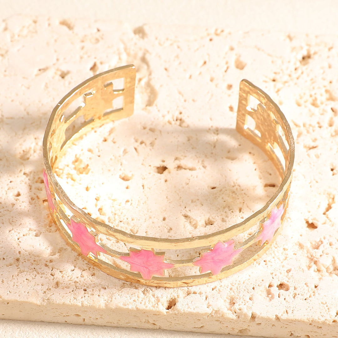 Women's Open Bangle with Elegant Leaf Design Tom Cottons