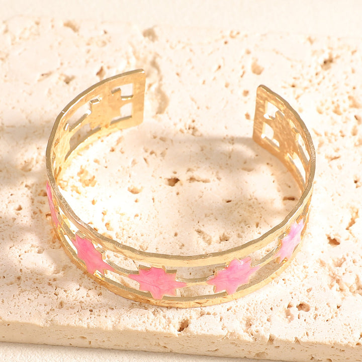 Women's Open Bangle with Elegant Leaf Design Tom Cottons