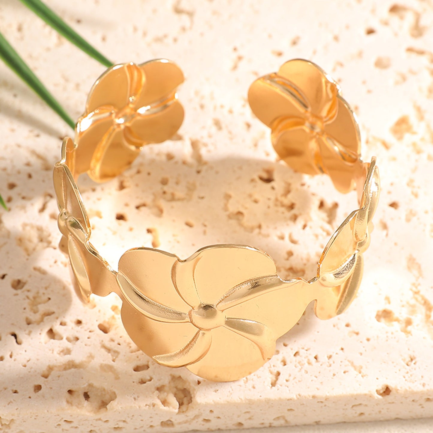 Ladies Open Bangle with Artistic Coral Pattern Tom Cottons