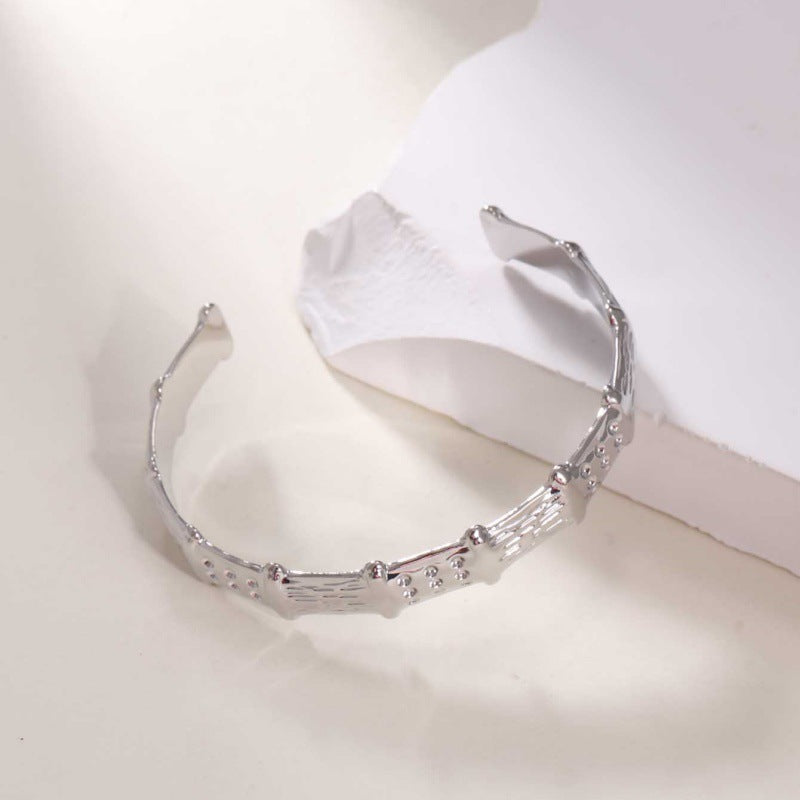 Women's Open Bangle in Modern Bamboo Design Tom Cottons