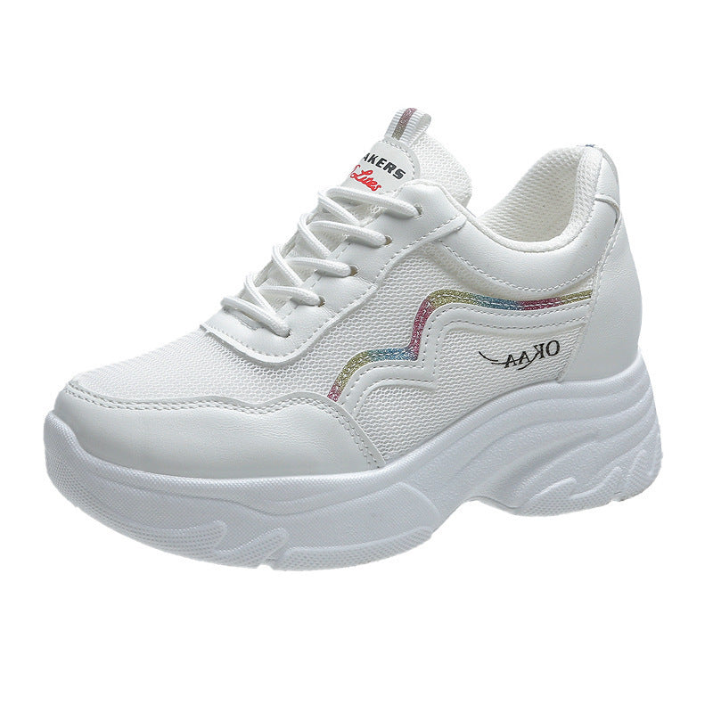 Women's Sporty Sneakers with Fashionable Platform and Breathable Upper Material