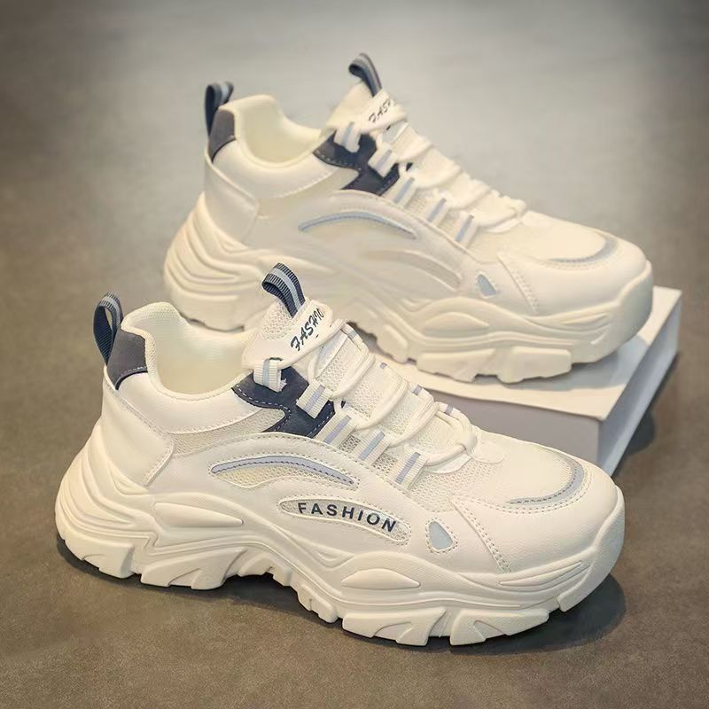 Fashionable women's chunky sneakers with breathable upper material structure and non-slip sole