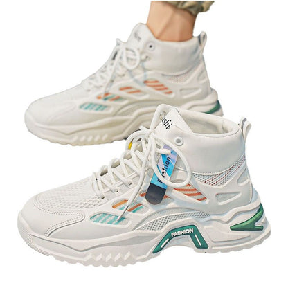 High-top athletic shoes for women with breathable mesh uppers and cushioned sole