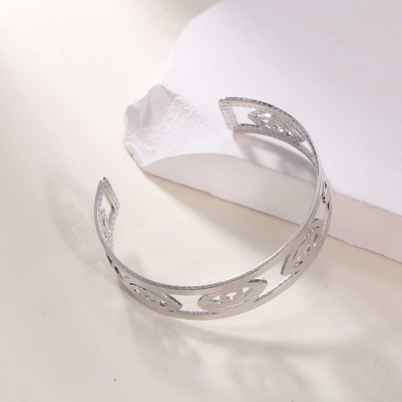 Women's Open Bangle in Modern Bamboo Design Tom Cottons
