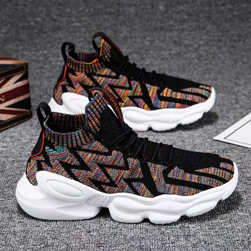 Women High-Cut Sport Sneakers with Elastic Knit Section