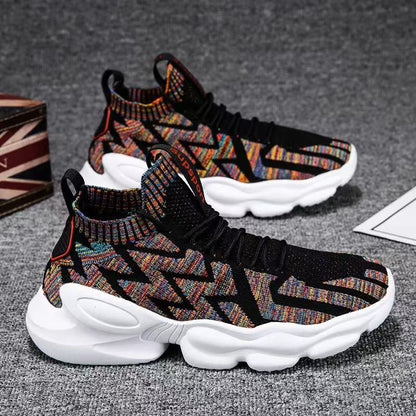 Women High-Cut Sport Sneakers with Elastic Knit Section