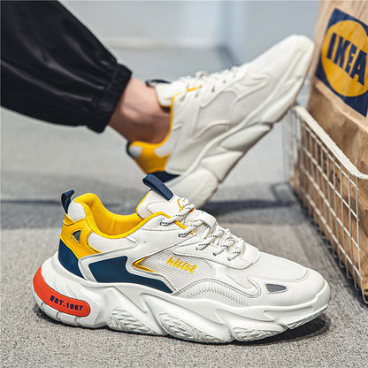 Modern chunky sneakers for women with breathable surface structure