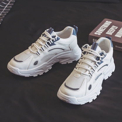 Women's sports shoes with breathable mesh inserts and distinctive sole construction