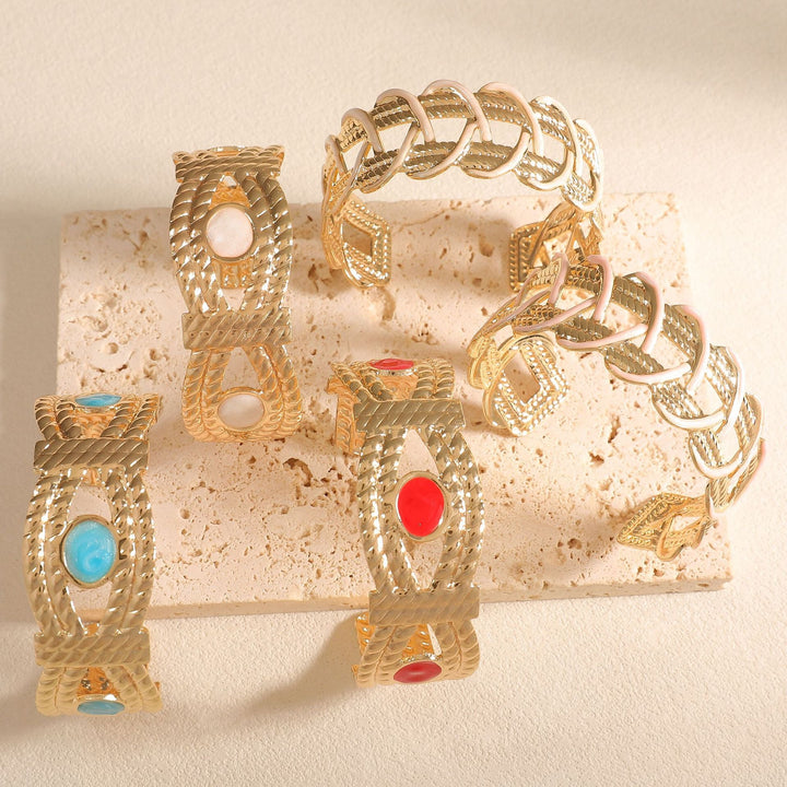 Women Open Bangle with Artistic Braiding Pattern Tom Cottons