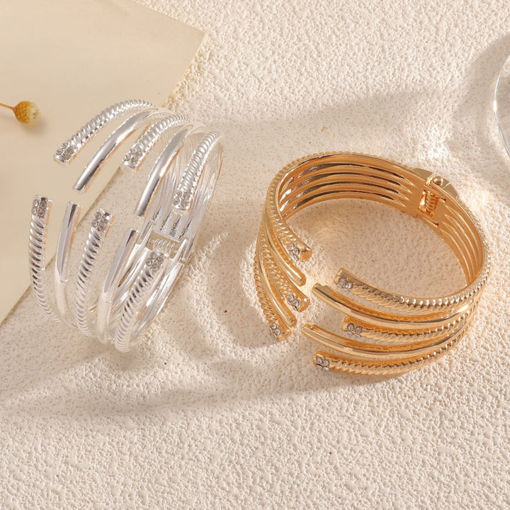 Women's Open Bangle with Modern, Layered Design Tom Cottons